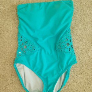 Venus Aqua Applique Bandeau One Piece Swimwear  Size 8 NEW